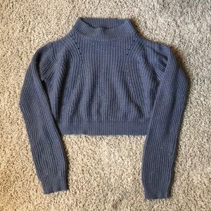 Kendall + Kylie Charcoal Grey Cropped Knit Sweater